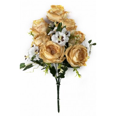 Букет роз и фиалок с добавками, СН23персиковый-0