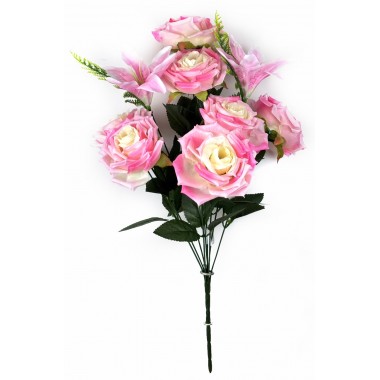 Букет роз и лилий с добавками, СН36бел-роз-0