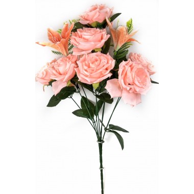 Букет роз и лилий с добавками, СН36персиковый-0