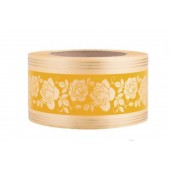 Лента с золотой полоской 6 см * 50 у с рисунком "Роза" БЛЗПР-6бронза(роза)