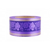 Лента с золотой полоской 6 см * 50 у с рисунком "Роза" БЛЗПР-6фиолетовый(роза)