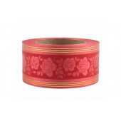 Лента с золотой полоской 6 см * 50 у с рисунком "Роза" БЛЗПР-6красный