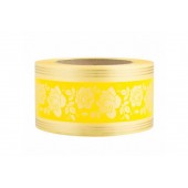 Лента с золотой полоской 6 см * 50 у с рисунком "Роза" БЛЗПР-6желтый(роза)