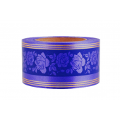 Лента с золотой полоской 6 см * 50 у с рисунком "Роза" БЛЗПР-6синий(роза)