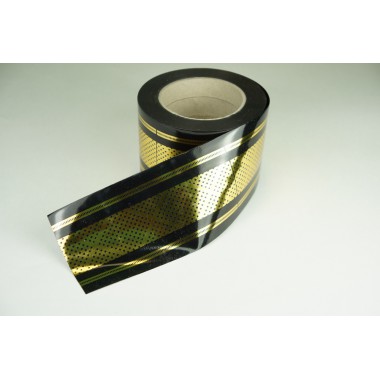 Лента PREMIUM с золотой полоской 8 см * 50 у с рисунком ЛЗПР-8 черная -0