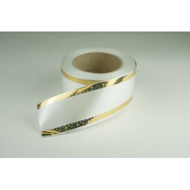 Лента  PREMIUM с золотой полоской 6 см * 50 у ЛЗП-6 белая -0