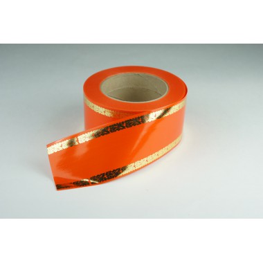 Лента PREMIUM с золотой полоской 6 см * 50 у ЛЗП-6 оранж -0