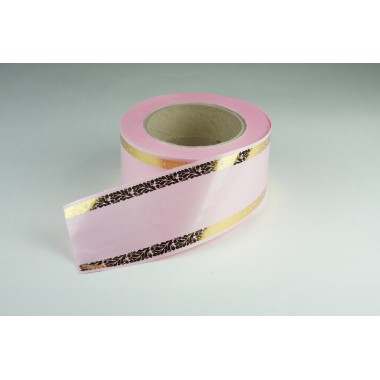 Лента PREMIUM с золотой полоской 6 см * 50 у ЛЗП-6 розовый -0