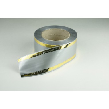 Лента PREMIUM с золотой полоской 6 см * 50 у ЛЗП-6 серый -0