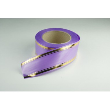 Лента PREMIUM с золотой полоской 5 см * 50 у ЛЗП-5 сирень -0