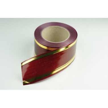 Лента PREMIUM с золотой полоской 8 см * 50 у ЛЗП-8 бордо -0
