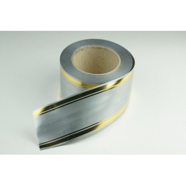 Лента PREMIUM с золотой полоской 8 см * 50 у ЛЗП-8 серый -0