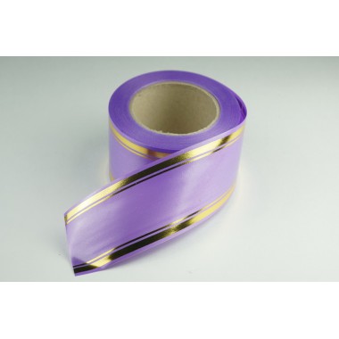 Лента PREMIUM с золотой полоской 8 см * 50 у ЛЗП-8 сирень -0