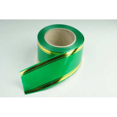 Лента PREMIUM с золотой полоской 8 см * 50 у ЛЗП-8 зеленый -0